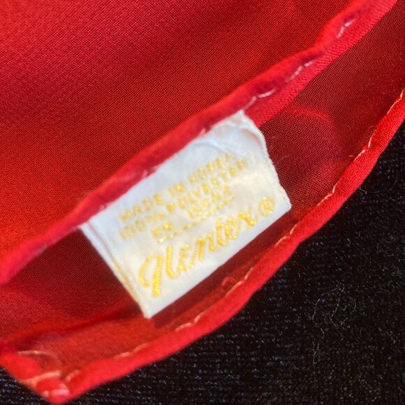 Mid Century Chiffon Scarf Sheer Red 60s Vintage Boho Audrey Hepburn Mod Look - Picture 3 of 4